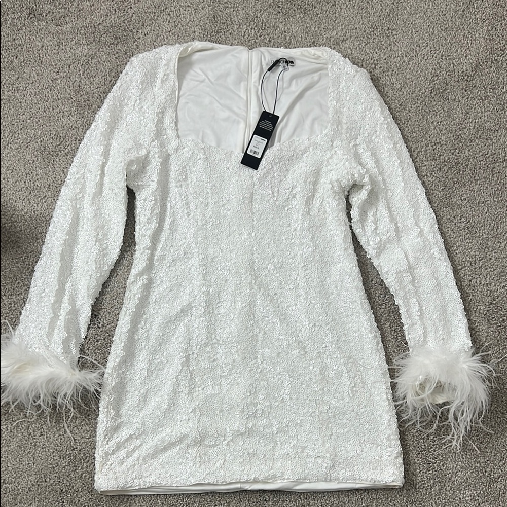 Elegant White Sequin Dress